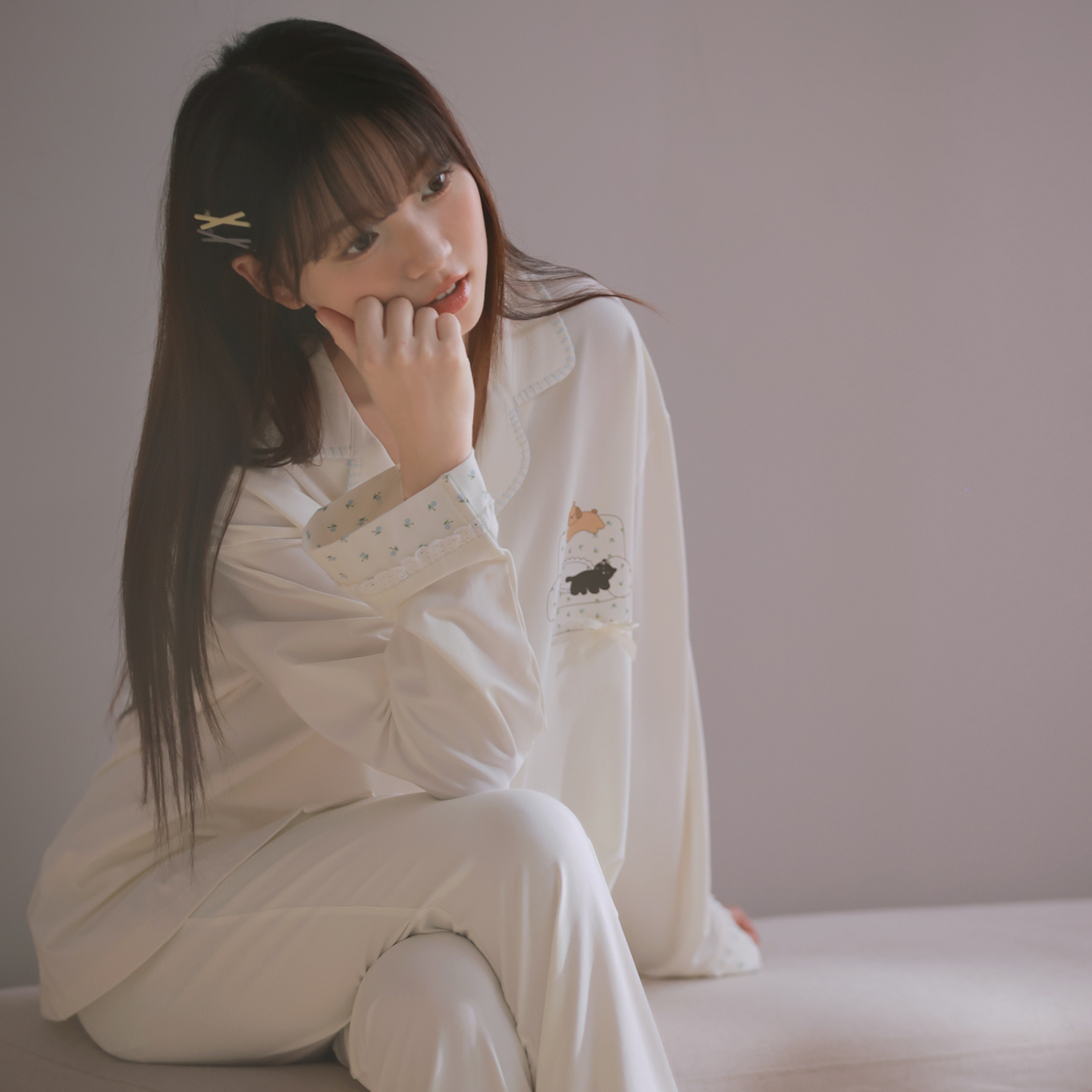 莫代尔棉睡衣女春秋可爱卡通长袖