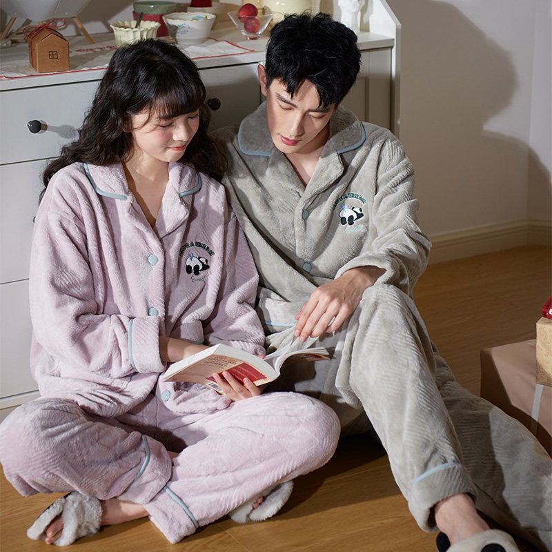 马克公主情侣睡衣冬季女可爱熊猫珊瑚绒加厚加绒男士法兰绒家居服,女士内衣/男士内衣/家居服,睡衣/家居服套装,淘宝优惠券,粉丝福利购,淘宝优惠卷