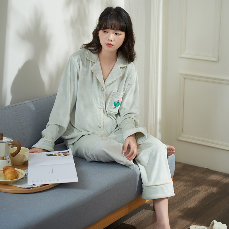 睡衣女秋冬款海岛绒小清新可外穿