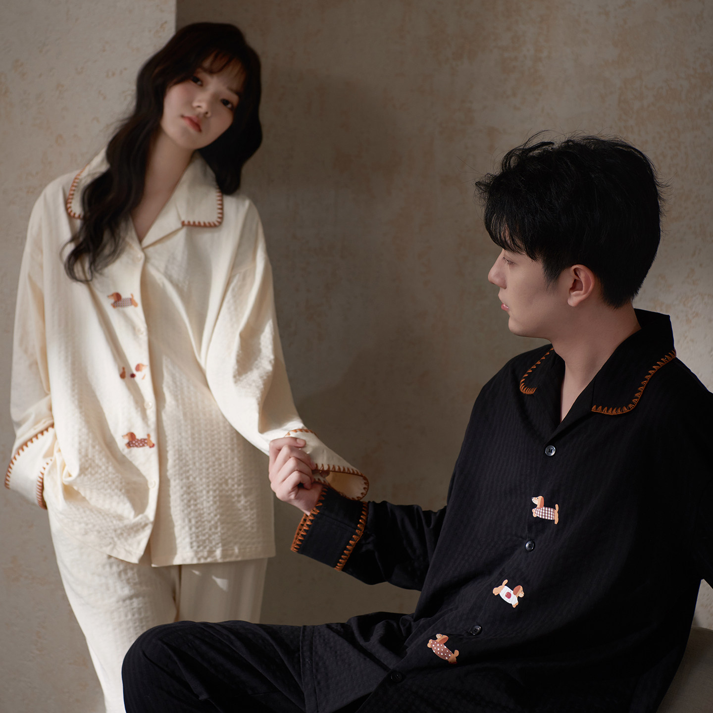 马克公主情侣睡衣女春秋款可爱卡通柔软纯棉休闲可外穿男生家居服