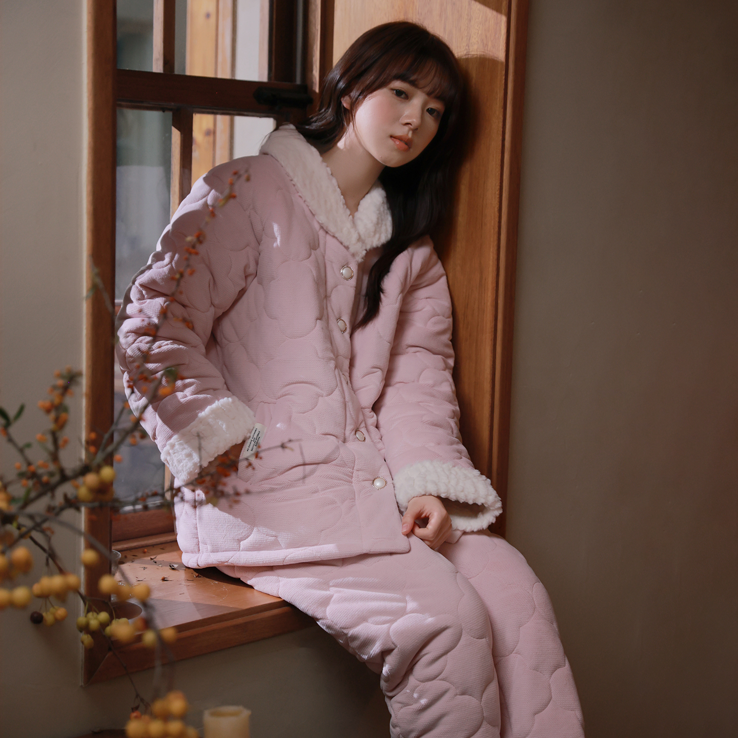 超厚三层夹棉睡衣女冬甜美可外穿