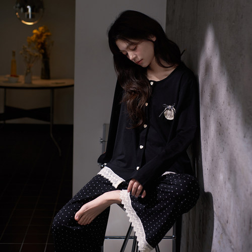 马克公主可爱波点睡衣女春秋莫棉