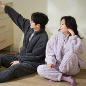 保暖男士 马克公主情侣睡衣女冬季 珊瑚绒加厚拉链套装 可外穿家居服