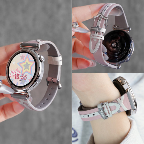适用华为gt6表带gt5新款皮质gt4智能手表watch5五芒星扣女生运动GT5pro显瘦时尚男女款秋冬季JY高级感配件
