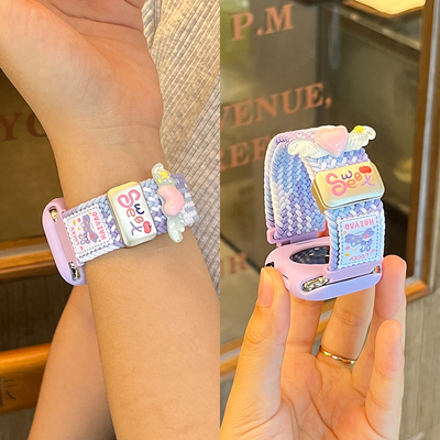 适用于小米手环9Pro表带新款Xiaomi 8Pro卡通丘比特爱心编织磁吸女腕带运动手表红米watch6/5创意4夏高级感