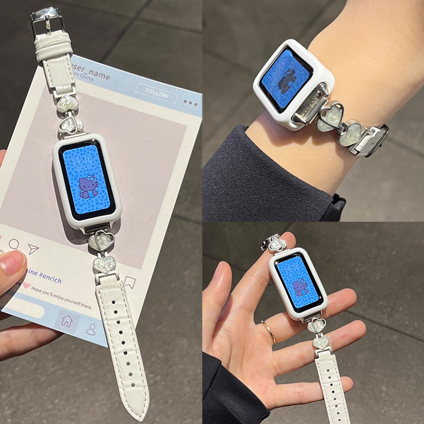 【鎏金双心】适用于华为手环10表带9代秋冬运动女款band保护套7新款8荣耀皮质6/6pro智能金属腕带XL高级感