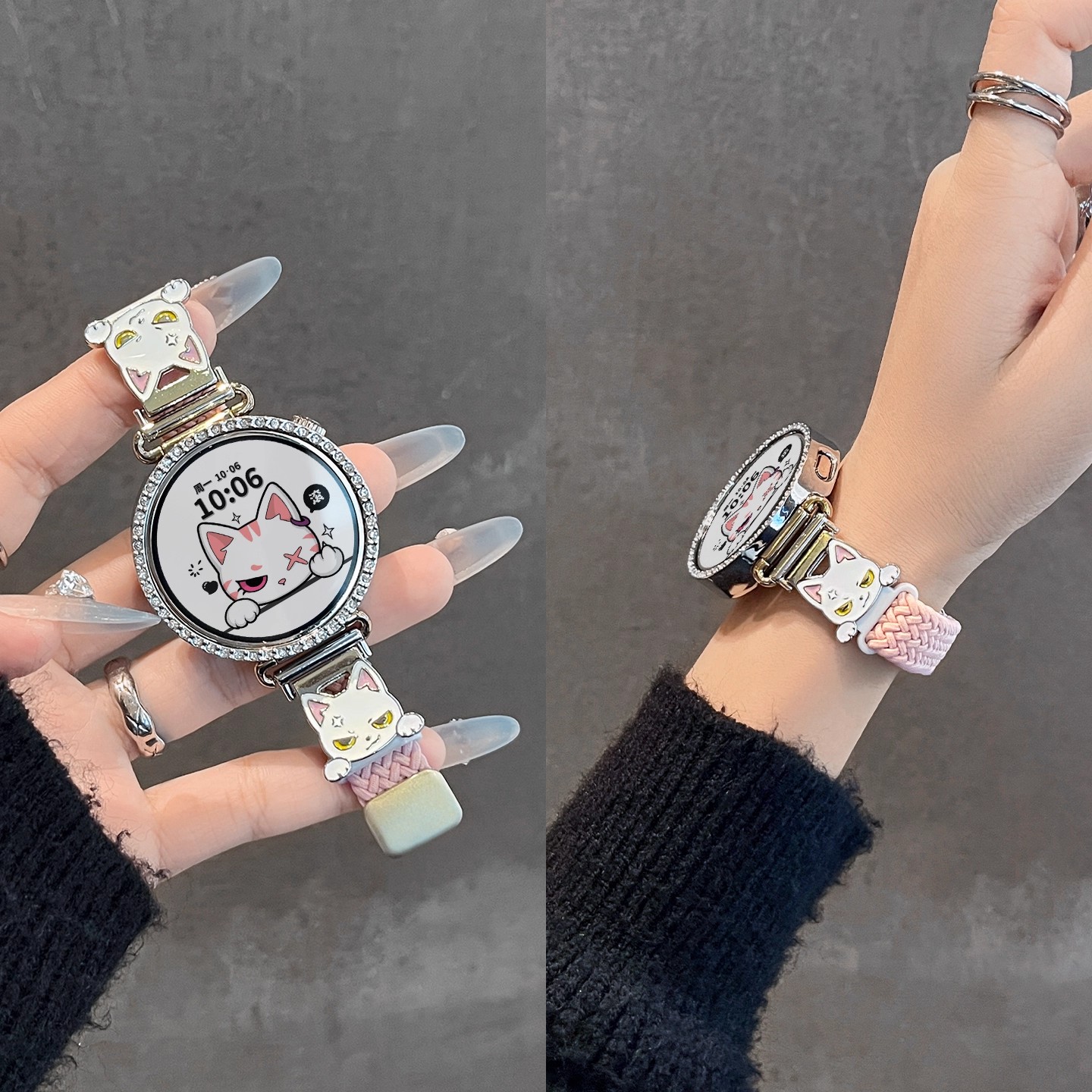 适用华为gt6手表表带gt5女款智能GT4编织watch5尼龙gt6Pro新款招吉猫磁吸运动腕带男WATCH4/3高级感JY秋冬季