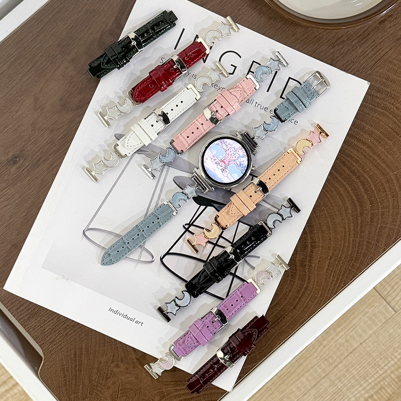 时尚商务运动女生星月竹节纹皮表带 小香风