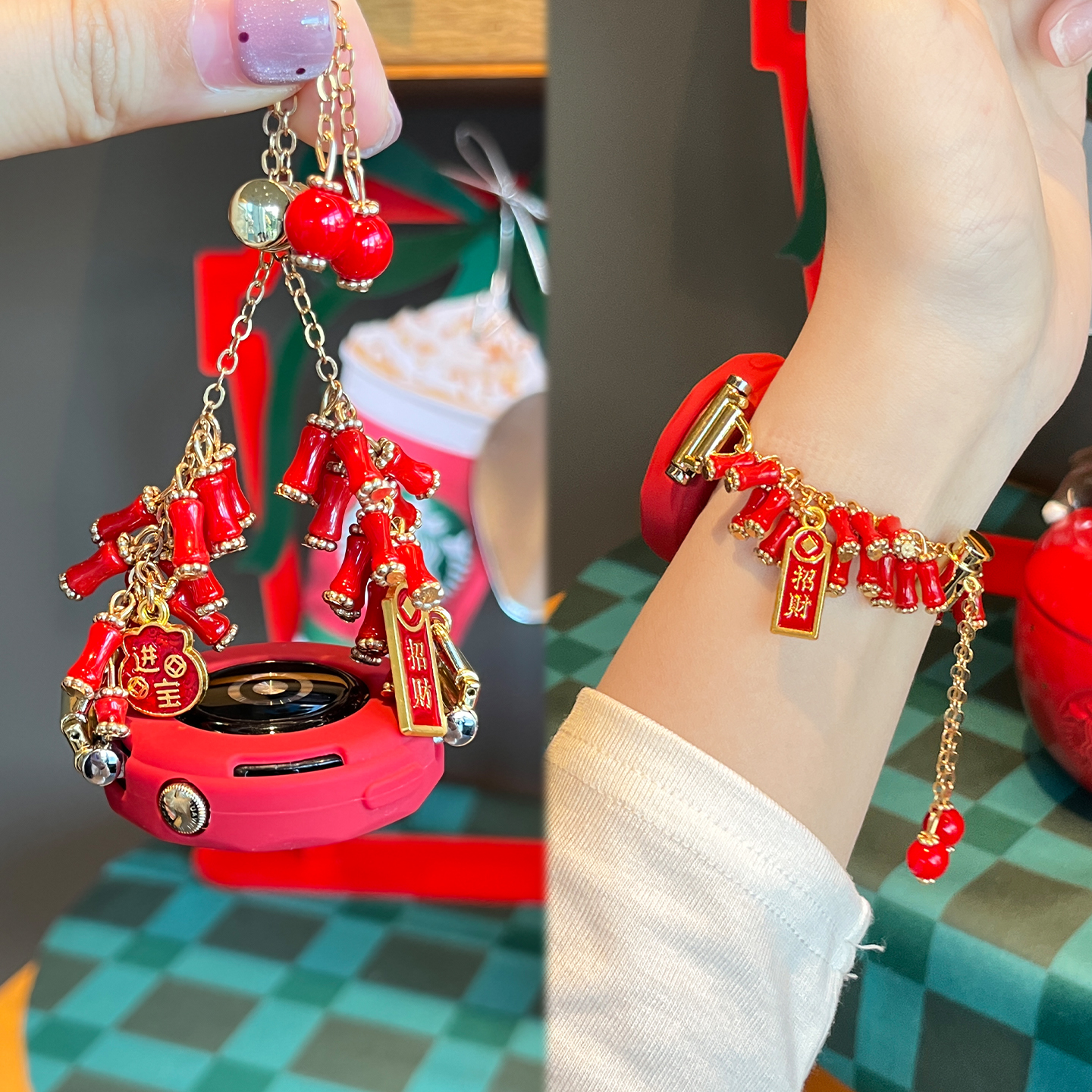 【招财进宝】适用于华为手表gt5表带鞭炮gt4新年watch5/4串珠GT6女款高级感GT6Pro运动智能腕带XL秋冬季手链