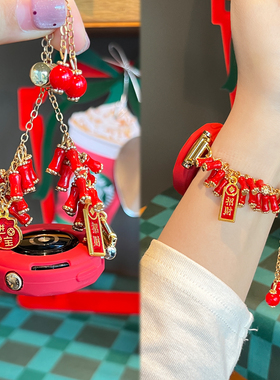 【招财进宝】适用于华为手表gt5表带鞭炮gt4新年watch5/4串珠GT6女款高级感GT6Pro运动智能腕带JY秋冬季手链