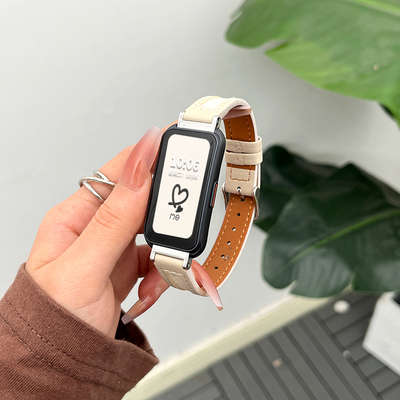 适用keep手环b4表带真皮细款镂空皮质keepb3腕带女生智能运动手环健身手环带b4lite替换带配件皮带女款高级感