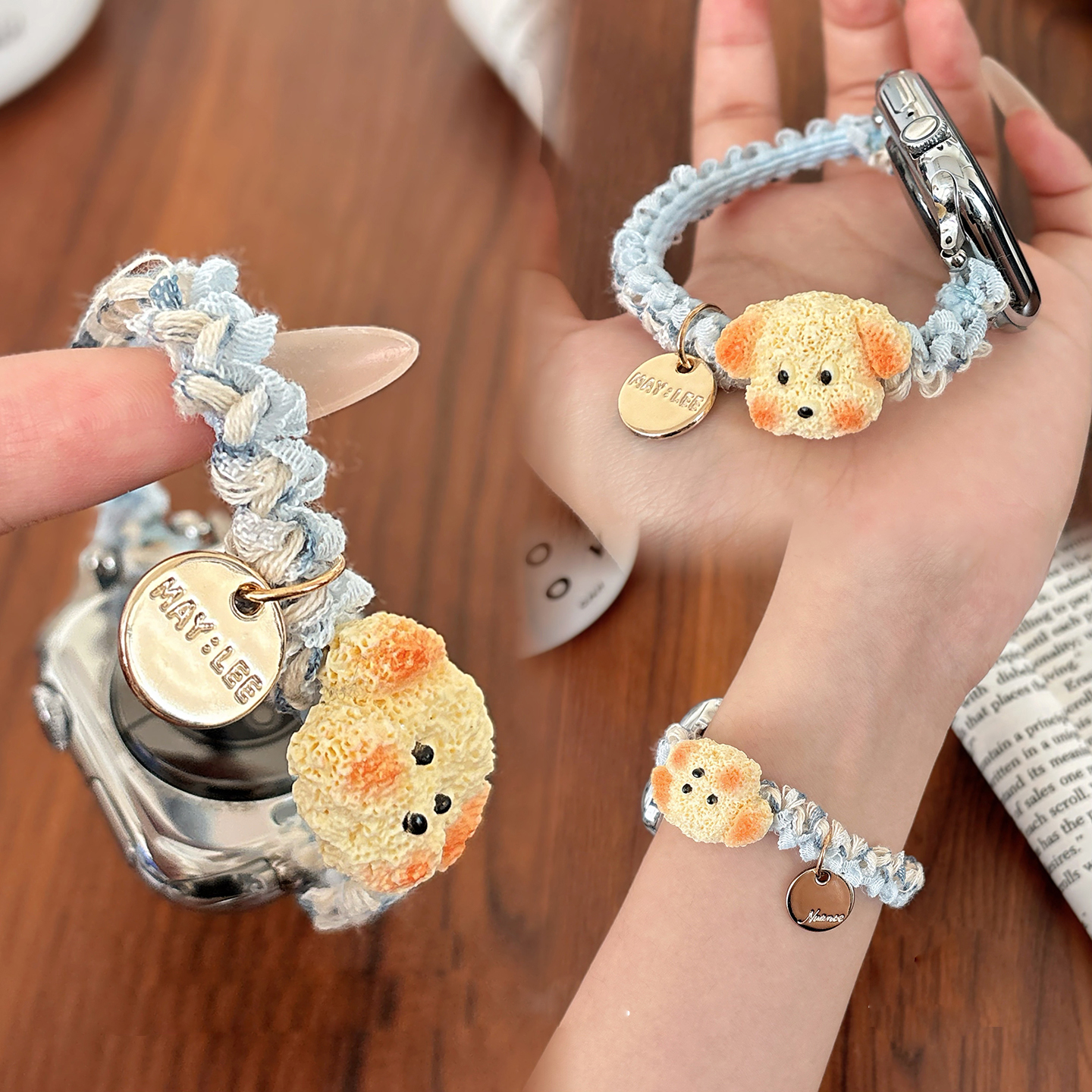 适用于华为fit4表带新款手表FIT4Pro可爱小狗fit3腕带弹力发圈秋冬女款运动智能HUAWEI FIT2/1时尚雅致高级感