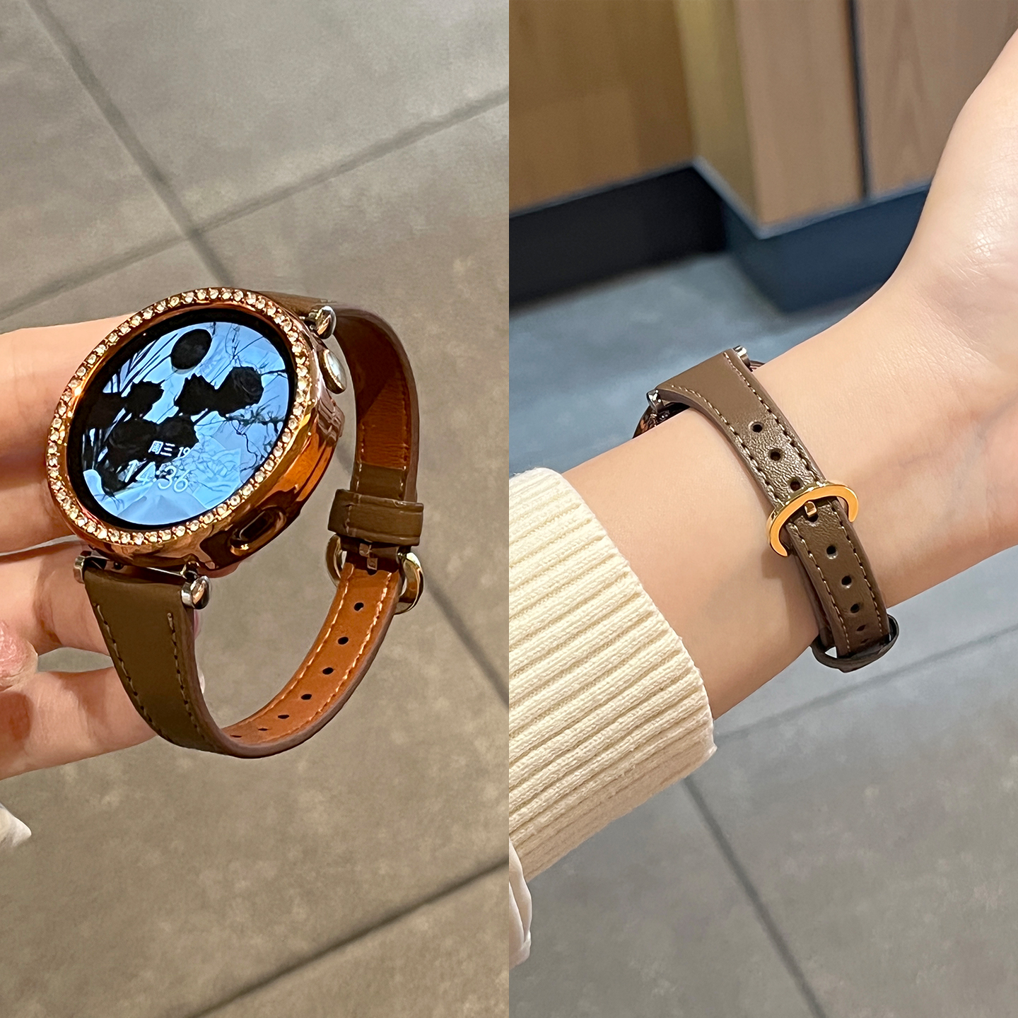 适用小米手表watchs4表带S3智能运动女表41mm女士腕表真皮质XiaoMi腕带马蹄扣JY高级感s1pro替换S2男女款秋冬