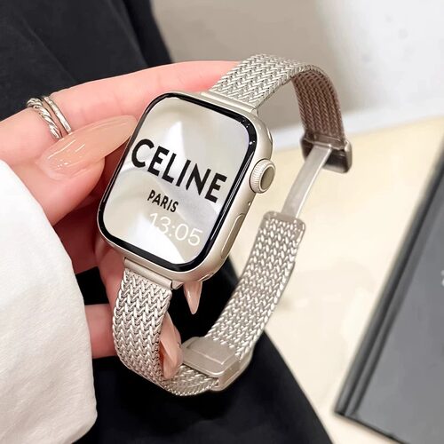 适用iwatch10表带s9磁吸苹果手表s8表带麦穗applewatch金属爱心纹女士高级感s7运动夏天iPhone智能se女手表带