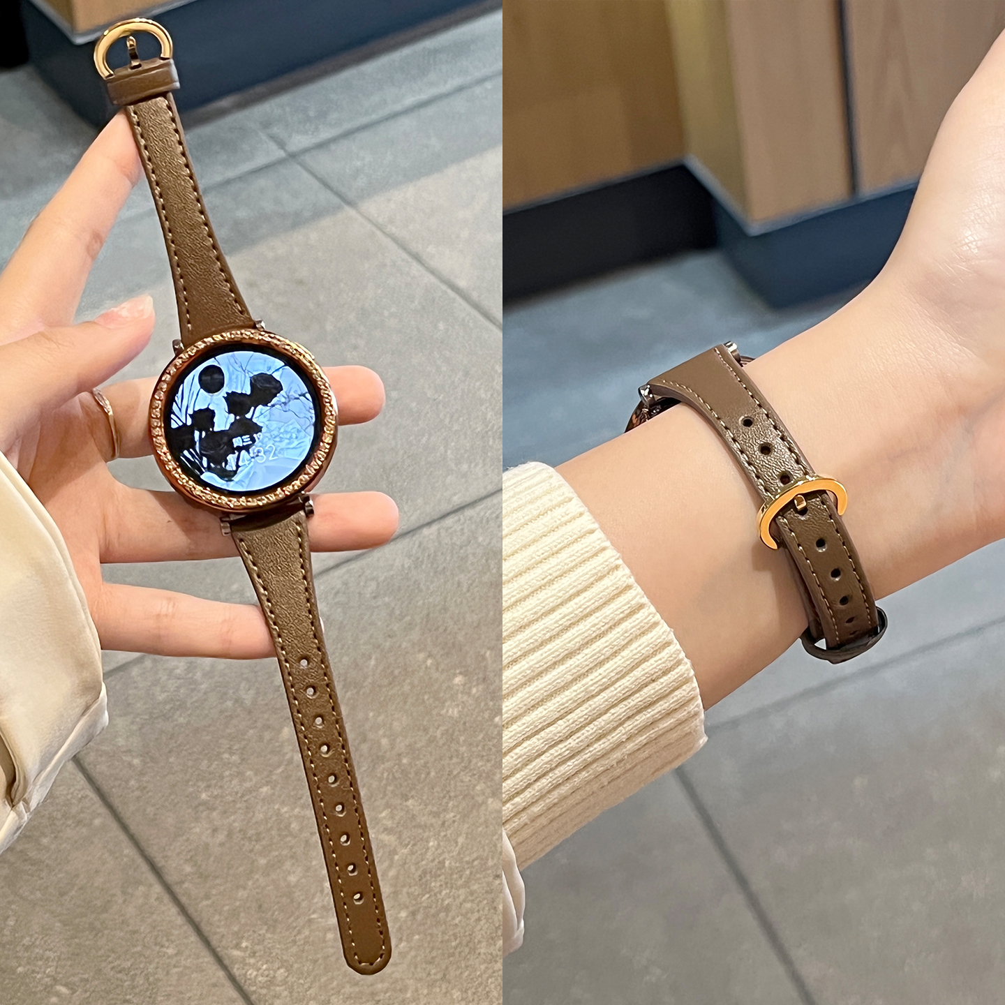 适用华为gt6手表带gt5女款watch5新款真皮质智能WATCH GT4显瘦小蛮腰马蹄扣gt5Pro运动腕带JY秋冬季高级感