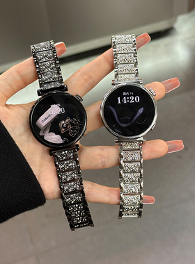 适用华为gt6表带女士新款gt5满钻GT4pro金属智能手表腕带watch5/4pro时尚fit女款gt3高级41mm夏季jy手链专用