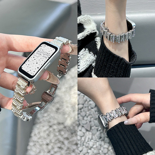 适用华为手环10表带band9新款11不规则11pro镶钻高级感时尚女生手链腕带运动智能荣耀10手环9创意个性男女ins