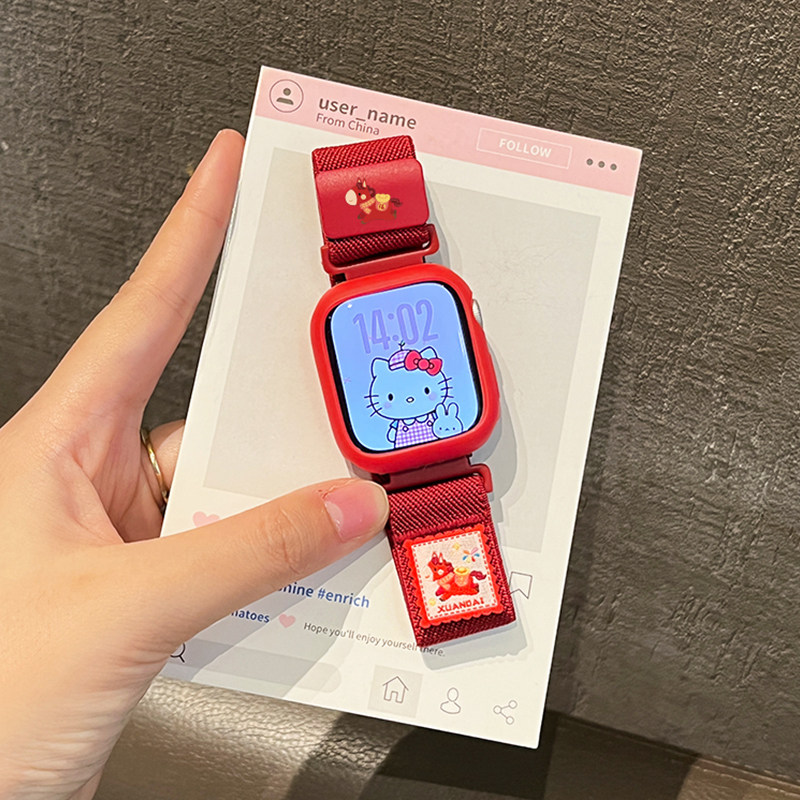 新品适用华为fit3手表表带fit4新年红编织Watch FIT4/5pro马年磁吸智能运动腕表fit一二代男女款JY秋冬季高级图片