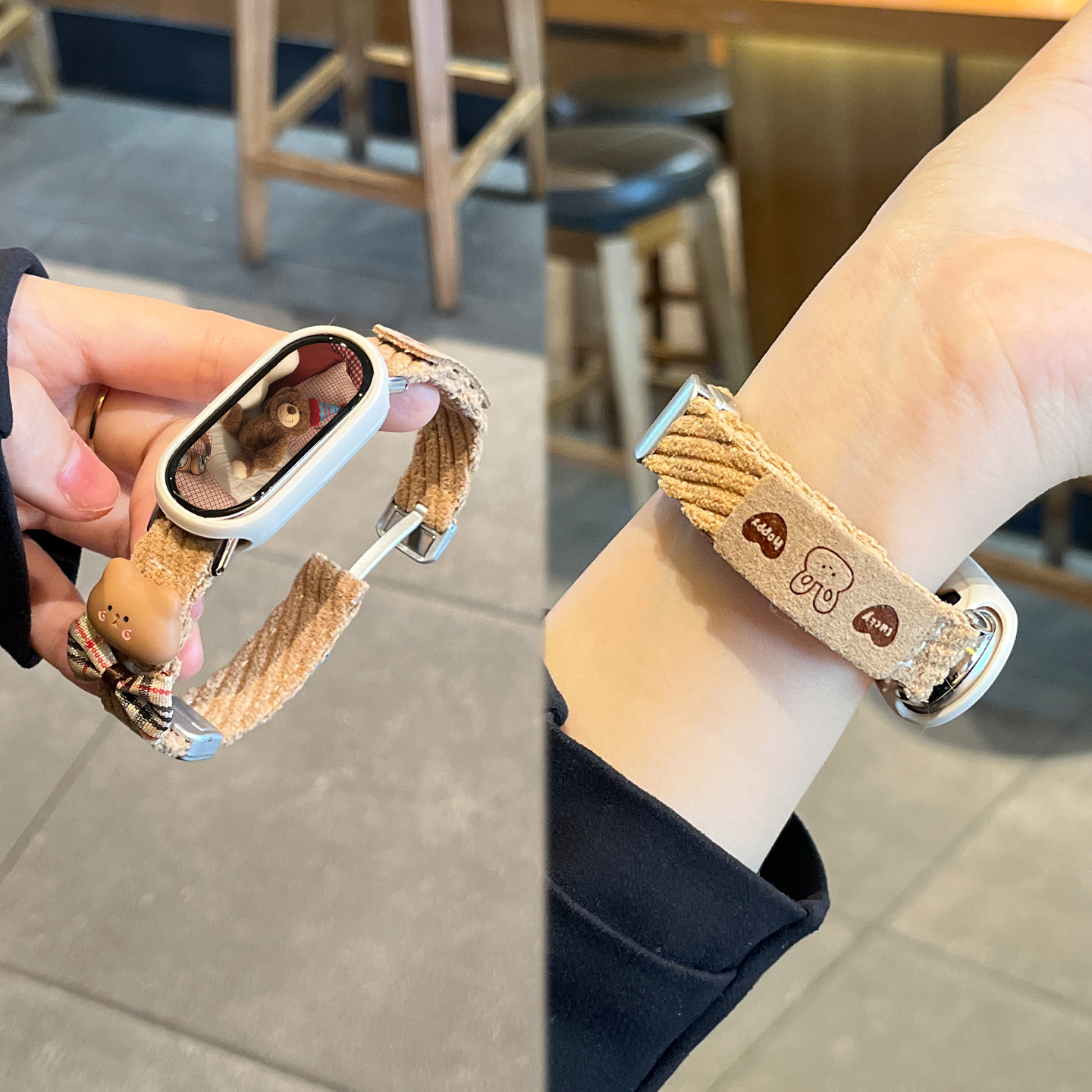 适用于小米手环9表带10陶瓷版蝴蝶结8小熊7NFC磁吸6毛线保护套壳5运动智能腕带秋冬季男女款XL时尚高级感配件