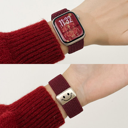 适用华为Watch fit3手表带新年酒红色编织FIT4/4pro可爱卡通磁吸镭雕腕带fit2运动男1智能手环雅致版女生配件