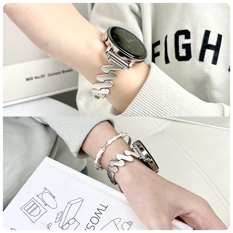 适用vivowatch3表带vivo watch2金属不锈钢波浪纹钢带vivo智能运动手表3/2/1代女款高级辰夜黑透气个性非原装