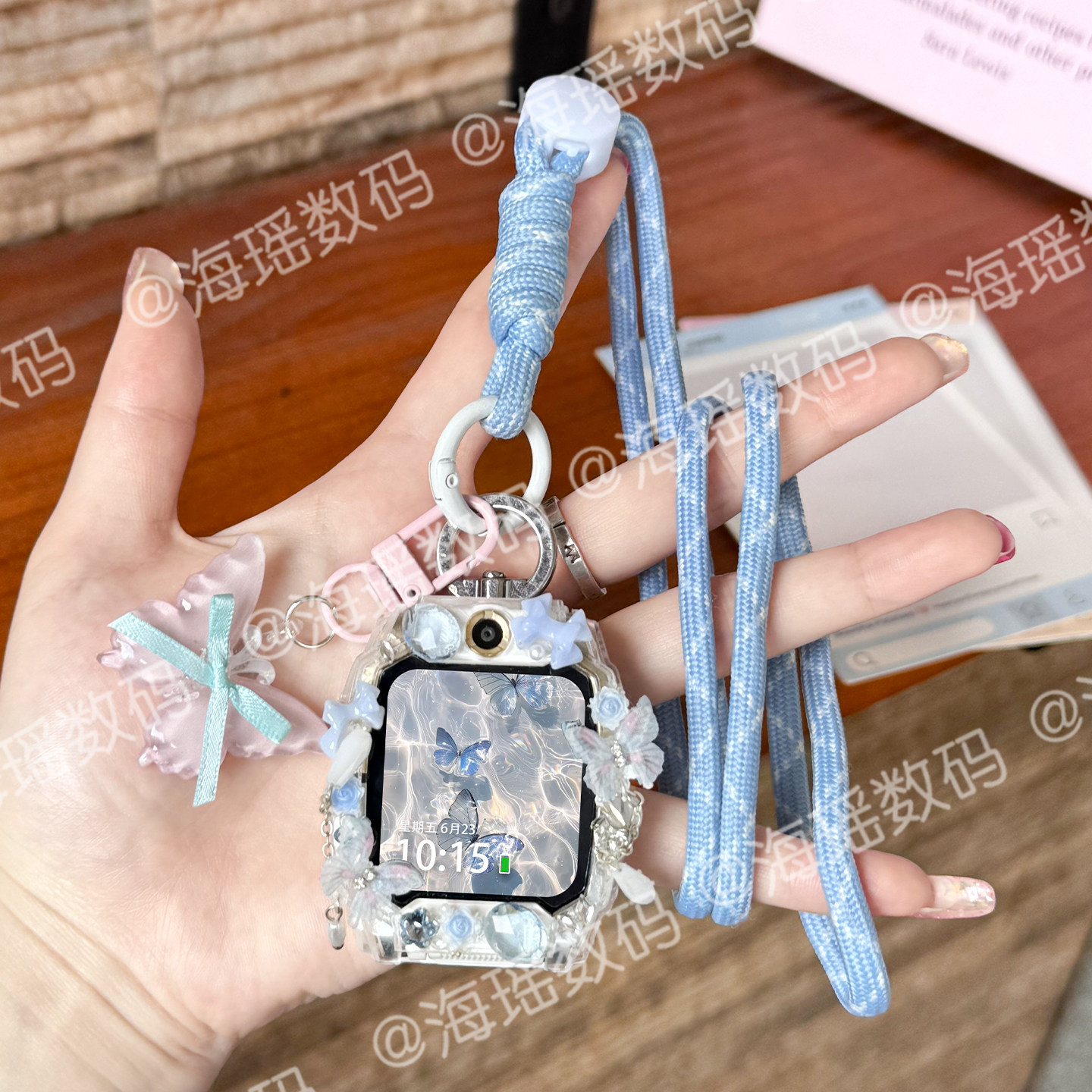 果冻蝴蝶适用小天才z7pro手表带Z7Pro挂绳Z7A保护套儿童电话z7s挂脖套学生男女孩高颜值防摔替换腕带配件jw夏图片