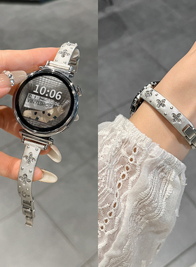适用三星watch7表带女士新款WATCH6花朵镶钻GalaxyWatch5/4/3金属智能手表男女款轻奢高级感专用腕带配件JY