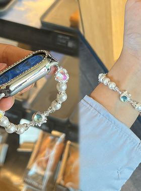 小红书原款适用于小米手环10表带新品Xiaomi9陶瓷版猫眼石爱心珍珠白8女款手表腕带岁岁平安7运动智能6/5夏透