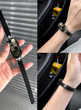 小红书原款适用小米手环9表带手表小米10/8/7新款T形平纹超纤圆尾小蛮腰真皮腕带运动智能手环陶瓷特别版时尚