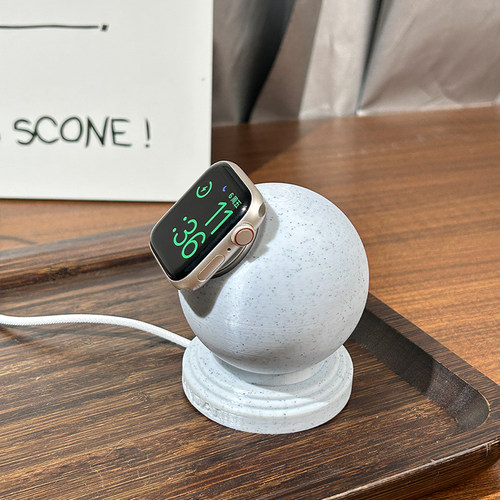 【大理石墩】适用苹果手表充电支架s10充电底座iWatch987创意3d打印桌面装饰XL好物摆件applewatch无线磁吸线