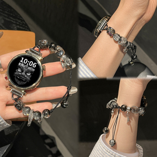 高級(jí)感watch4 適用華為gt5手表帶GT4新款 watch5水墨串珠醒獅fit腕帶gt5pro表鏈gt3 2女款 3高級(jí)JY智能男運(yùn)動(dòng)夏