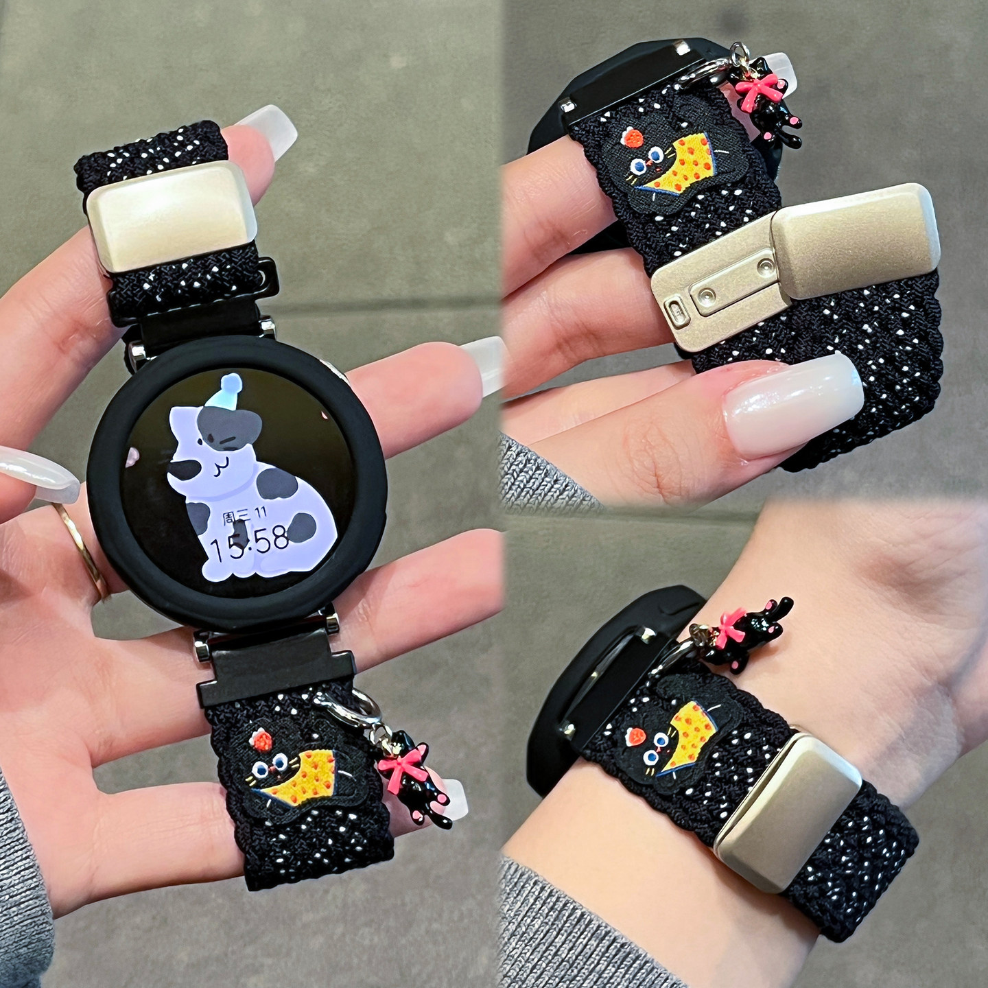 【萌宠派对】适用华为gt6表带gt5编织watch5新款gt4磁吸WATCH4/3智能运动GT5pro手表男女款春夏季JY高级感