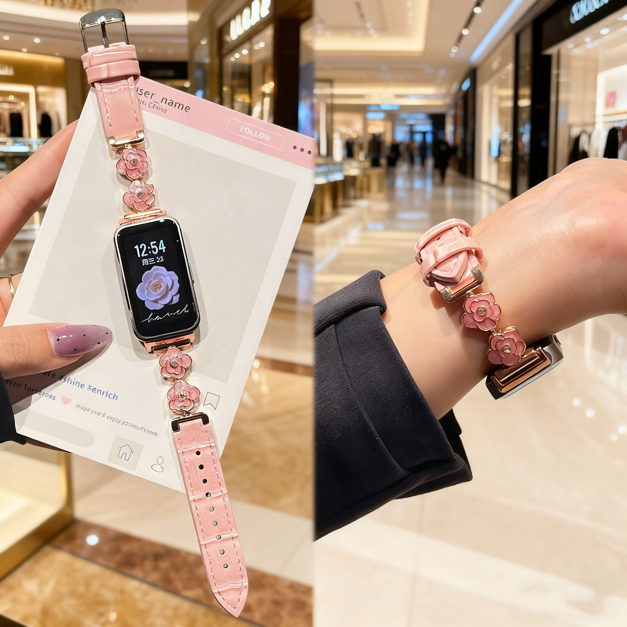适用华为手环10表带band9/8山茶花7NFC新款金属智能运动真皮质手表链女高级感JY男女款荣耀10/9代秋冬季专用