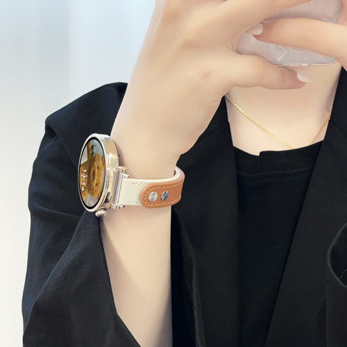 适用佳明Lily2表带Garmin Active5/venu sq2/3S/2puls/2S/Move Trend真皮质18/14mm快拆女生非原装运动手表带