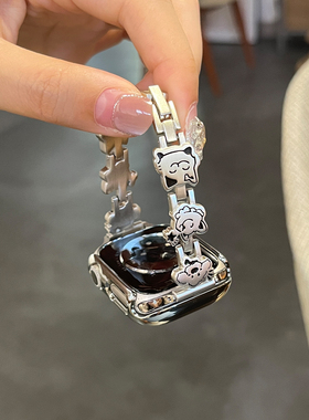 适用于华为fit4手表表带新款小狗猫咪FIT4Pro金属链WATCH3运动智能腕带fit2/1高级感女款XL保护套壳夏季配件