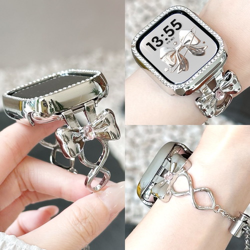 【蝴蝶结】适用iwatch苹果手表表带s9金属s10女款系列SE智能S11腕表applewatch高级感JY夏天ultra3非原装专用