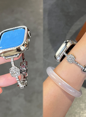 【山茶花】适用苹果手表iwatch表带s11金属series10新款s9手镯腕表AppleWatch男女款s876高级感JY秋冬专用se3