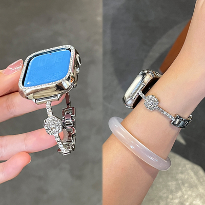 【山茶花】适用苹果手表iwatch表带s11金属series10新款s9手镯腕表AppleWatch男女款s876高级感JY秋冬专用se3