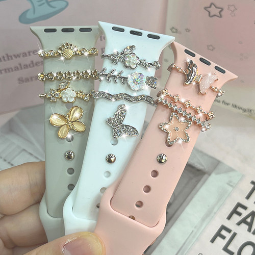 适用华为fit3手表表带新款配饰watch FIT4/5pro金属装饰钉扣fit一二三代智能运动镶钻高级JY男女款DIY创意