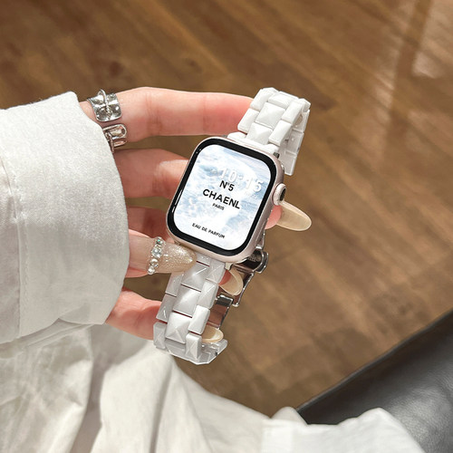 适用苹果手表s10表带iWatch11陶瓷s12链式applewatch9菱形ultra个性s7创意女款s6高级感s5男士夏秋季s8非原装