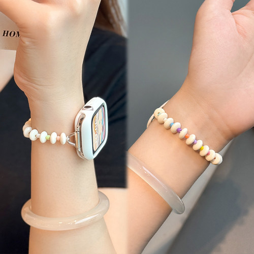 适用苹果手表表带s11新款iwatch s10糖豆串珠s9女生series夏季AppleWatch保护套壳s876高级感se智能XL配件