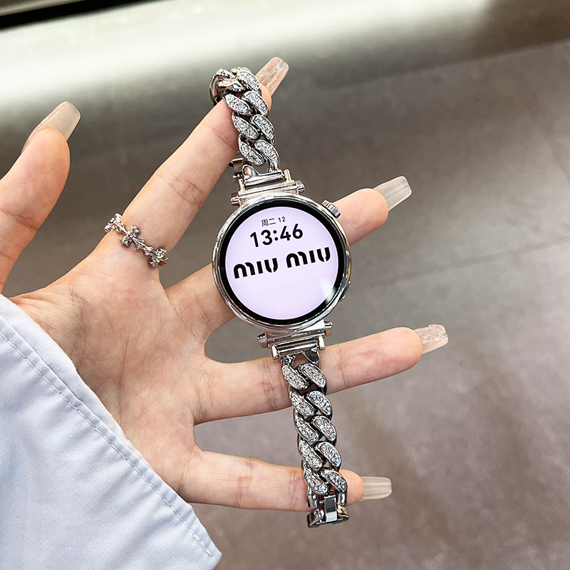 适用华为GT6表带gt5/4新款手表GT3系列女款古巴金属链女式watch4/3pro女士专用智能gt2高级感gt1腕表41mm轻奢