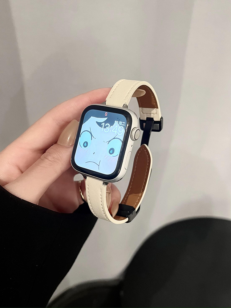 适用苹果手表s9手表带iwatch10表带s8真皮质applewatch8/7/6新款金属ultra秋冬磁吸se运动高级感小众男女腕带