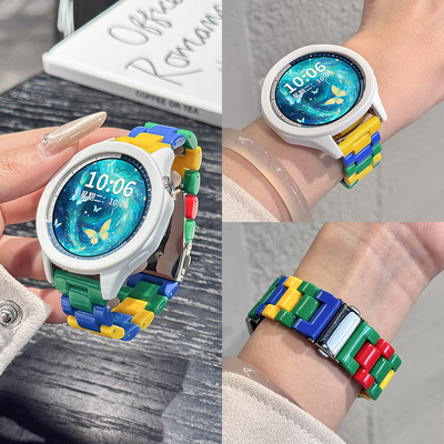 适用于华为gt6表带gt5新款树脂watch5创意gt4积木腕带WATCH4/3pro智能JY运动手表男女款荣耀fit夏季保护壳套