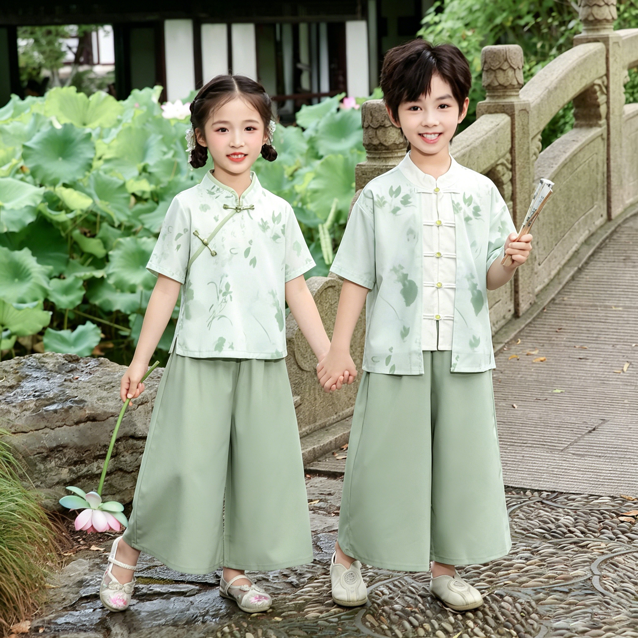 六一儿童演出服唐装新中式汉服中国风啦啦队小学生幼儿园毕业服装