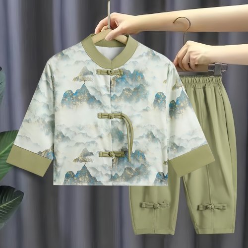 六一儿童演出服汉服男童中式套装幼儿园中国风唐装小学生古装男宝