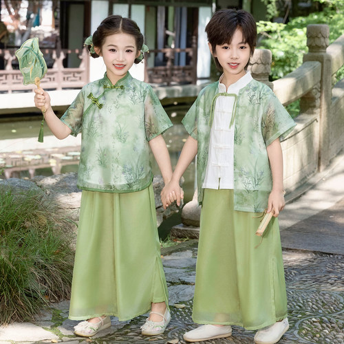 六一儿童汉服男童中国风唐装幼儿园小学生古风夏季表演服装