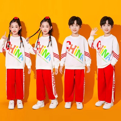 儿童啦啦队演出服装小学生运动会开幕式团体班服爱国系列表演服装