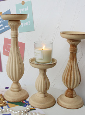 毛胚装饰烛台木质木粉压膜摆件北欧ins风拍摄朴素冷淡风婚礼道具