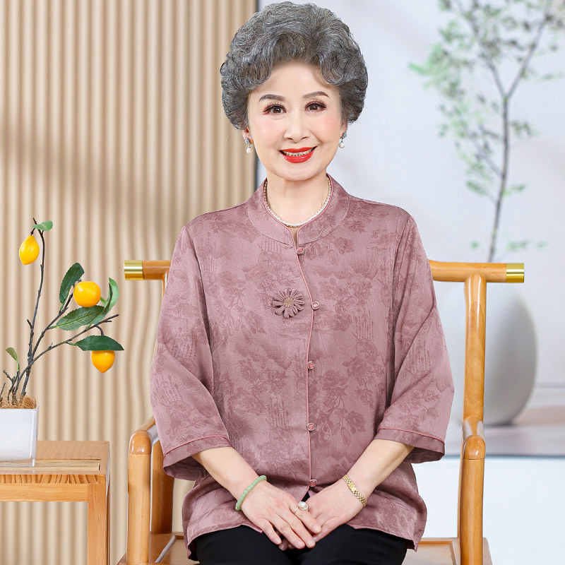 真丝新中式奶奶春夏套装